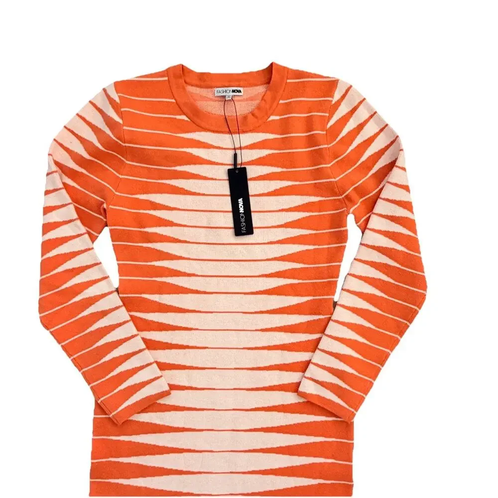 New Fashion Nova Margo Sweater Maxi Dress Orange Bodycon Size 1X NWT